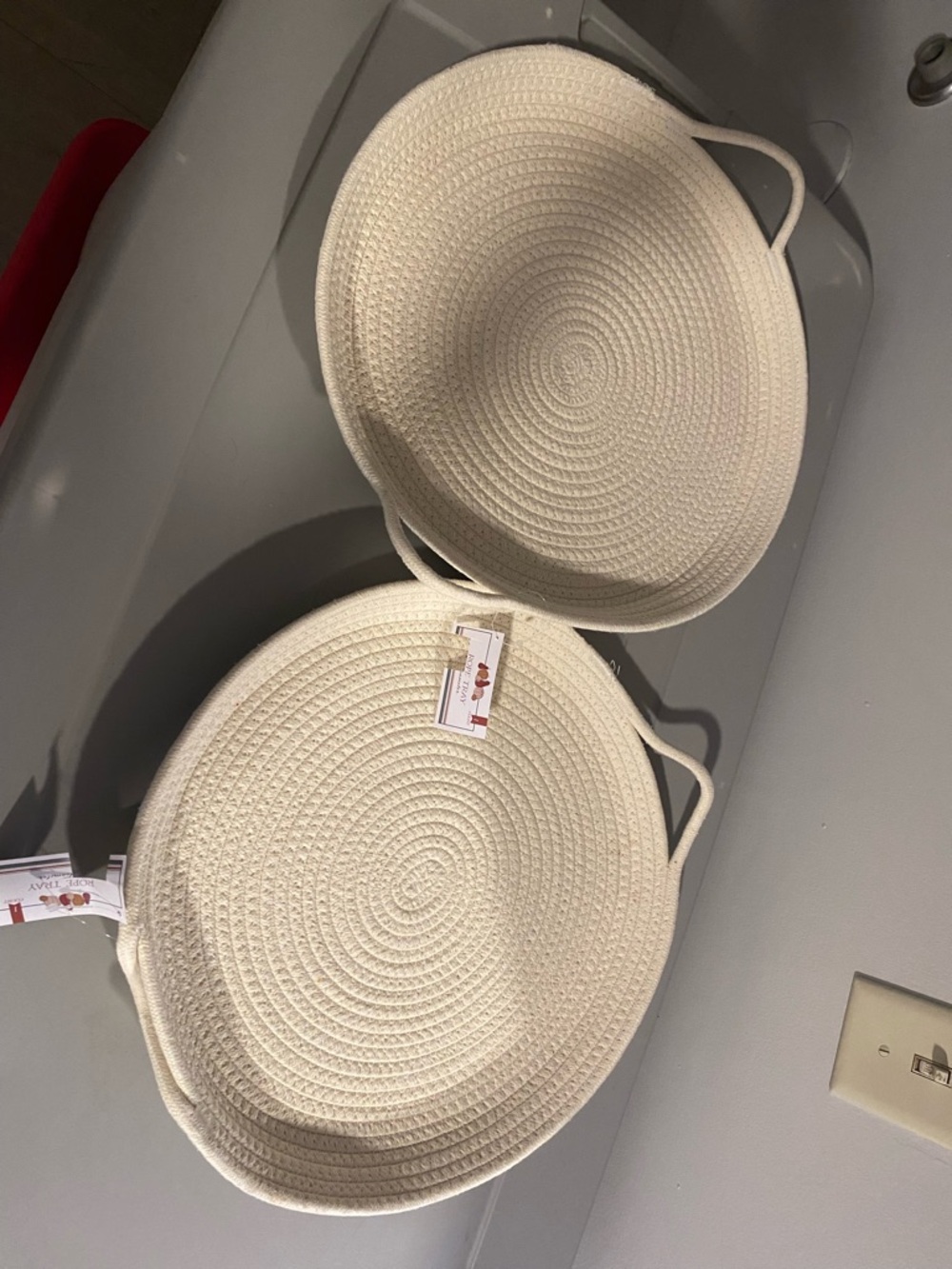 Round Woven Rope Tray Basket Set - Cream